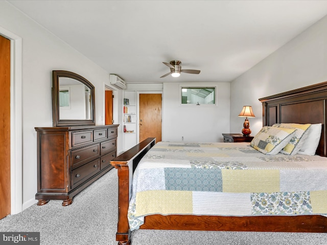 927 Thompson Ave, Jonestown, PA 17038 - bedroom featuring a wall mounted AC, light colored carpet, and a ceiling fan