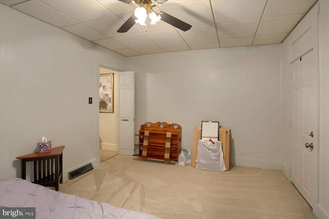1311 Church St, Lititz, PA 17543 - bedroom featuring carpet, a drop ceiling, baseboards, and a ceiling fan