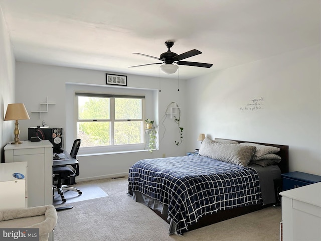 584 Meadow Ln, Pennsburg, PA 18073 - bedroom featuring light colored carpet, an office area, baseboards, and ceiling fan