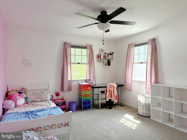 584 Meadow Ln, Pennsburg, PA 18073 - bedroom featuring multiple windows, carpet floors, and ceiling fan