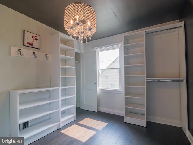 2509 Mason St, Silver Spring, MD 20902 - spacious closet featuring a chandelier and dark wood finished floors