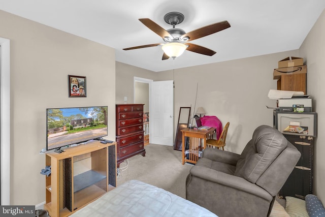 525 Center Dr, Severna Park, MD 21146 - carpeted living room featuring a ceiling fan