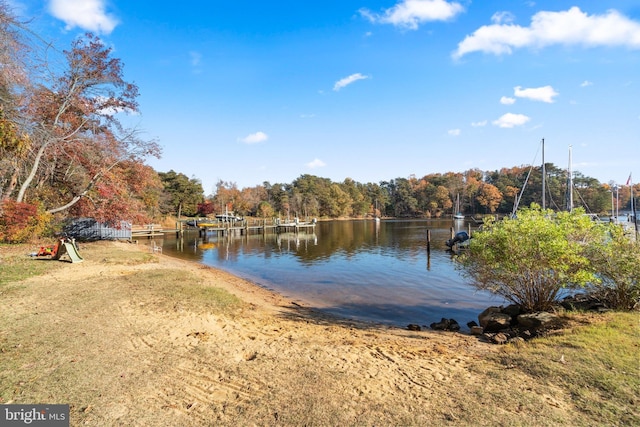 525 Center Dr, Severna Park, MD 21146 - dock area with a water view and a forest view