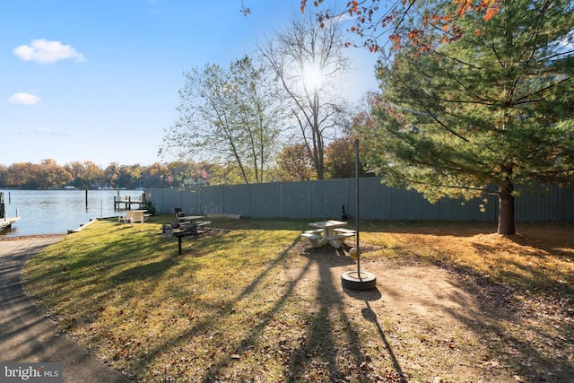 525 Center Dr, Severna Park, MD 21146 - view of yard with a dock and a water view
