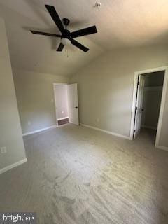 5920 Plata St, Clinton, MD 20735 - unfurnished bedroom featuring lofted ceiling, carpet floors, a spacious closet, and ceiling fan