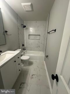 5920 Plata St, Clinton, MD 20735 - bathroom with vanity, marble look tile flooring, and shower / bathtub combination