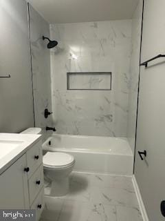 5920 Plata St, Clinton, MD 20735 - bathroom with marble finish floors, vanity, and washtub / shower combination