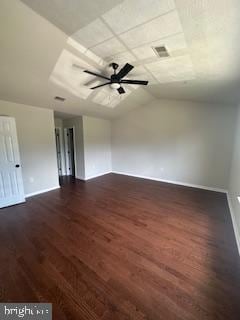 5920 Plata St, Clinton, MD 20735 - unfurnished room featuring dark wood finished floors, a ceiling fan, and vaulted ceiling