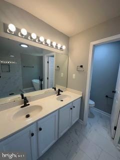 5920 Plata St, Clinton, MD 20735 - bathroom with double vanity and marble look tile flooring
