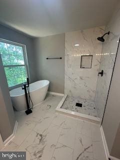 5920 Plata St, Clinton, MD 20735 - full bath featuring marble finish flooring, a stall shower, and a soaking tub
