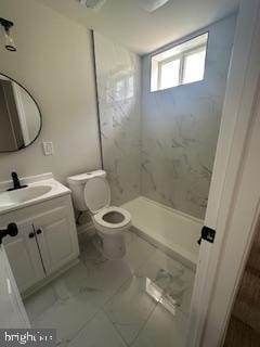 5920 Plata St, Clinton, MD 20735 - bathroom featuring vanity, marble finish floors, and a shower