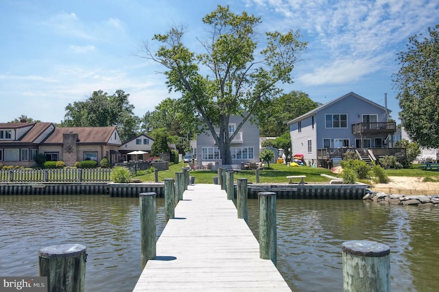 3685 1st Ave, Edgewater, MD 21037 - dock with a residential view, a water view, and a yard