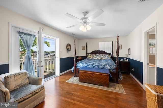 3685 1st Ave, Edgewater, MD 21037 - bedroom with wood finished floors, access to exterior, baseboards, and a ceiling fan