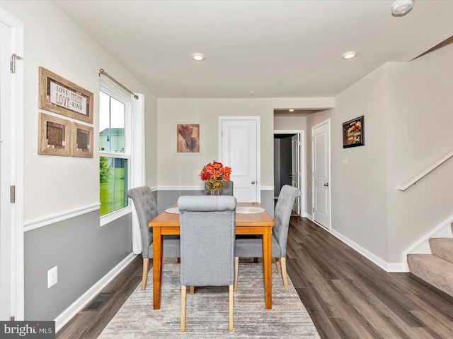 38 Herman Gaver Pl, Hagerstown, MD 21740 - dining space with dark wood-type flooring, stairway, and recessed lighting