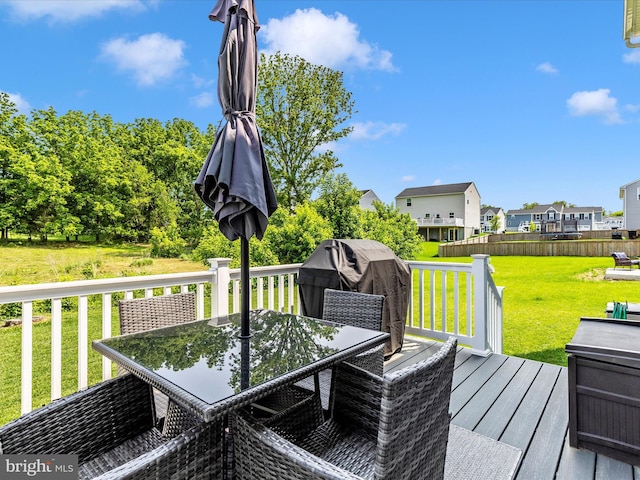 38 Herman Gaver Pl, Hagerstown, MD 21740 - deck with outdoor dining space, a lawn, and a residential view