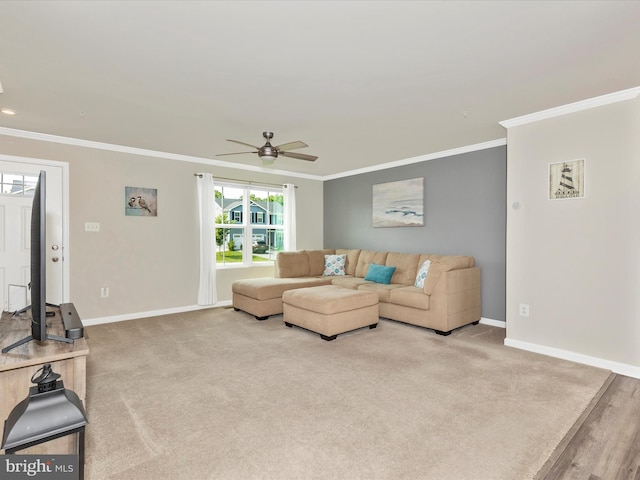 38 Herman Gaver Pl, Hagerstown, MD 21740 - carpeted living area featuring crown molding and a ceiling fan