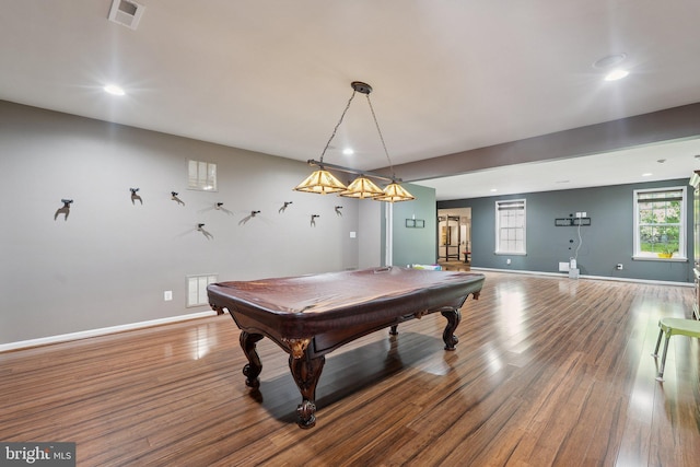 21550 Wild Timber Ct, Broadlands, VA 20148 - game room featuring wood finished floors, baseboards, recessed lighting, and billiards table