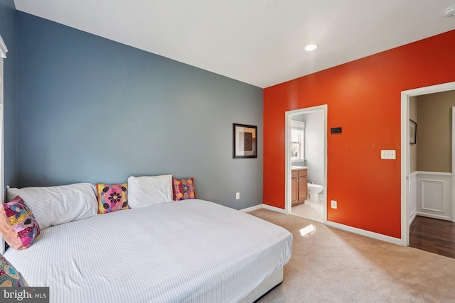 21550 Wild Timber Ct, Broadlands, VA 20148 - bedroom with light carpet, baseboards, recessed lighting, and ensuite bath