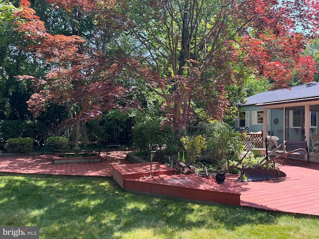 2545 Pioneer Rd, Hatboro, PA 19040 - view of grassy yard featuring a wooden deck