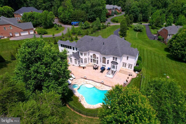 2506 Coulter Ln, Oakton, VA 22124 - aerial view of property and surrounding area featuring a pool