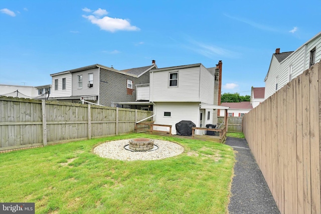 149 N Railroad Ave, Frackville, PA 17931 - rear view of house featuring a fire pit and a chimney