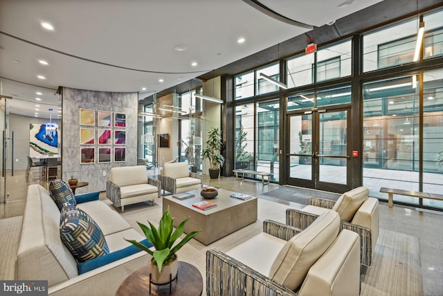 2125 14th St NW Unit 618, Washington, DC 20009 - community lobby featuring a high ceiling, a wall of windows, and recessed lighting