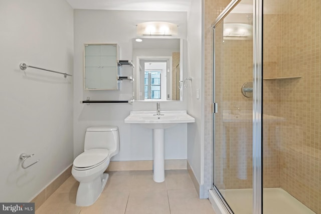 2125 14th St NW Unit 618, Washington, DC 20009 - full bathroom featuring toilet, tile patterned flooring, a shower stall, and baseboards