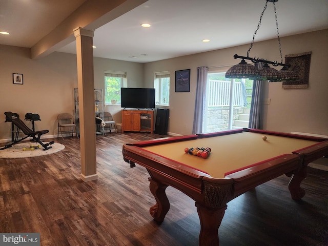 90 Corn Silk Ave, Hazleton, PA 18202 - game room with dark wood-style floors, plenty of natural light, pool table, and recessed lighting