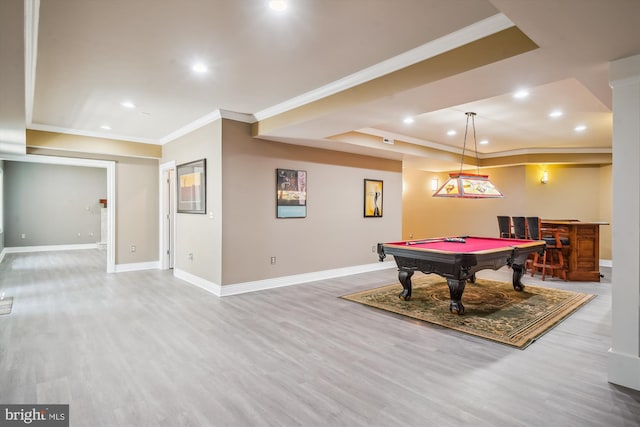 2375 Ballenger Creek Pike, Adamstown, MD 21710 - recreation room featuring pool table, wood finished floors, recessed lighting, baseboards, and ornamental molding