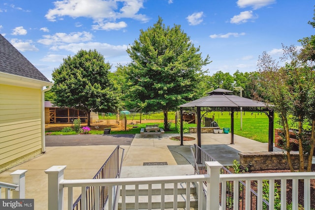 2375 Ballenger Creek Pike, Adamstown, MD 21710 - fenced front yard with a gazebo and a patio area