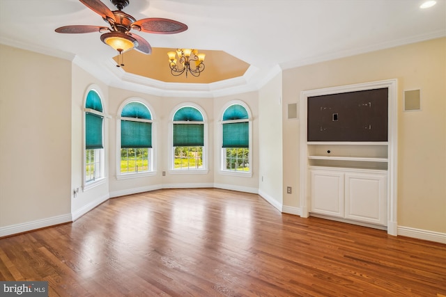 2375 Ballenger Creek Pike, Adamstown, MD 21710 - spare room with ornamental molding, a chandelier, wood finished floors, baseboards, and ceiling fan
