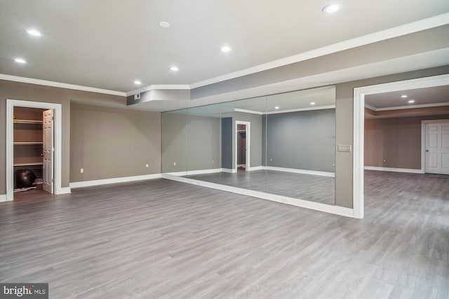 2375 Ballenger Creek Pike, Adamstown, MD 21710 - below grade area with ornamental molding, baseboards, wood finished floors, and recessed lighting