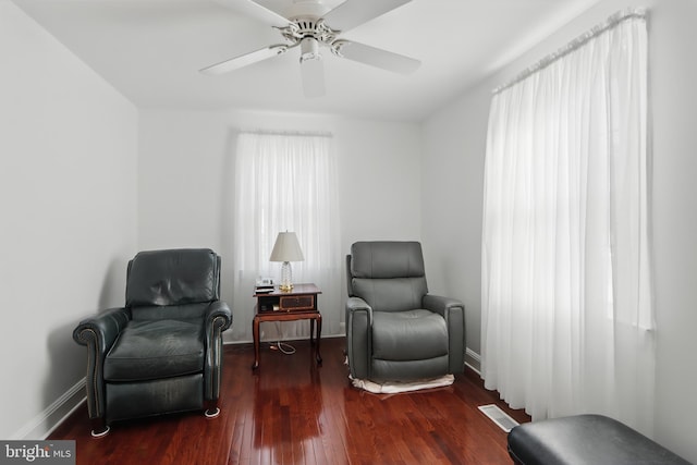 1022 S Beechfield Ave, Baltimore, MD 21229 - living area featuring wood finished floors, ceiling fan, and baseboards