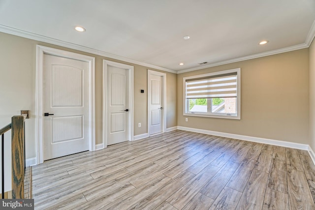 1600 Great Falls St, Mclean, VA 22101 - unfurnished bedroom with crown molding, wood finished floors, baseboards, recessed lighting, and multiple closets