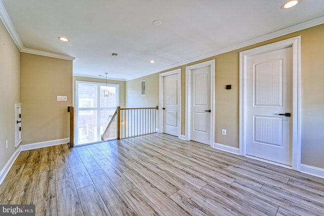 1600 Great Falls St, Mclean, VA 22101 - empty room featuring light wood finished floors, ornamental molding, baseboards, and recessed lighting