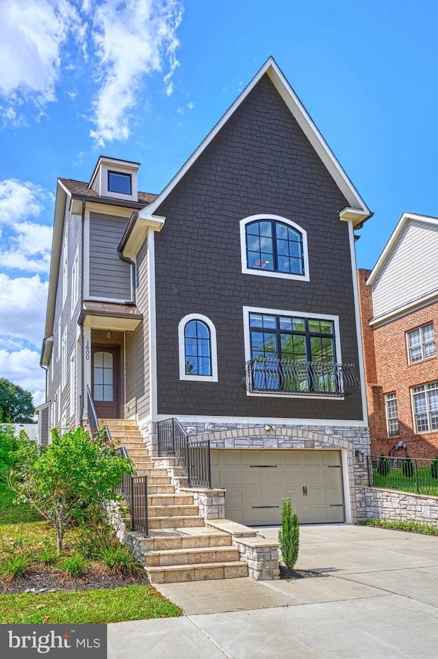1600 Great Falls St, Mclean, VA 22101 - view of front facade featuring a garage, concrete driveway, and stairs