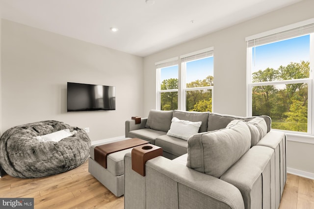 2521 River Terrace Rd, Hyattsville, MD 20782 - living room featuring light wood-type flooring, plenty of natural light, baseboards, and recessed lighting