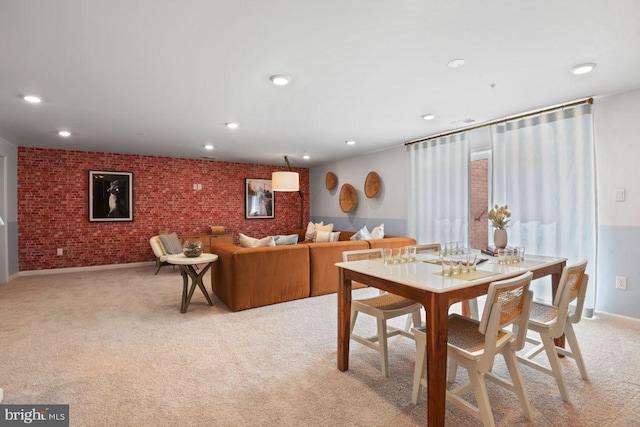 453 Ensemble Way, Frederick, MD 21701 - dining room with brick wall, light colored carpet, and recessed lighting