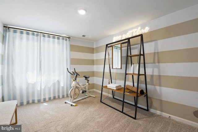 453 Ensemble Way, Frederick, MD 21701 - exercise room with carpet floors, baseboards, and plenty of natural light