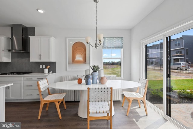 453 Ensemble Way, Frederick, MD 21701 - dining space with a chandelier, dark wood-style flooring, and recessed lighting