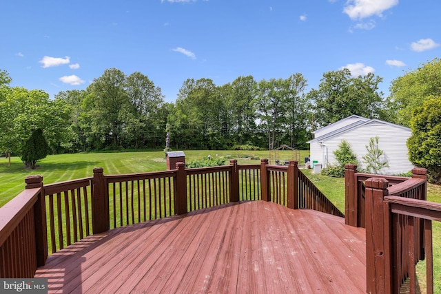 1207 Blithe Ct, Upper Marlboro, MD 20774 - wooden deck with a lawn and view of wooded area