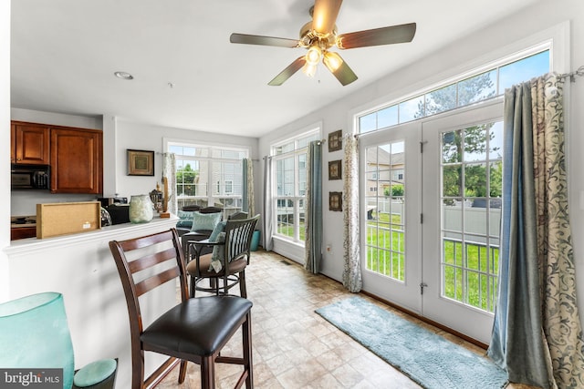 14207 Pollin St, Accokeek, MD 20607 - dining space with plenty of natural light and a ceiling fan