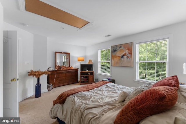 14207 Pollin St, Accokeek, MD 20607 - carpeted bedroom with attic access and baseboards