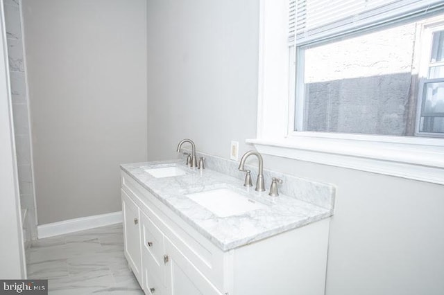 1626 N 30th St, Philadelphia, PA 19121 - full bath with marble finish floors and double vanity
