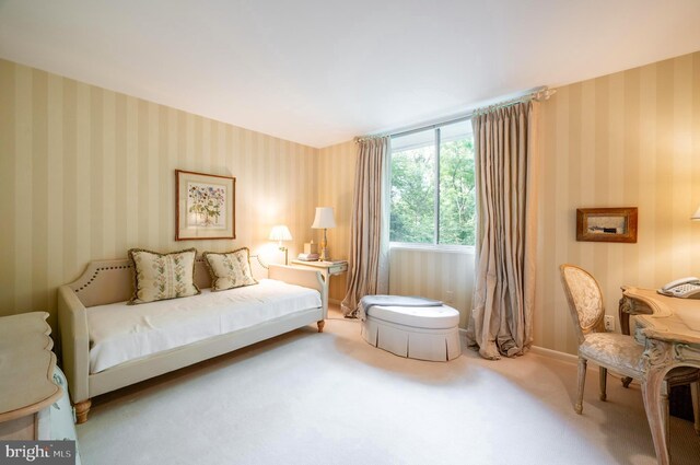 6501 Menlo Rd, Mclean, VA 22101 - carpeted bedroom with wallpapered walls