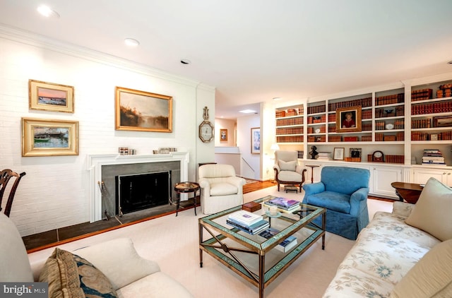 6501 Menlo Rd, Mclean, VA 22101 - living room with a fireplace with flush hearth and ornamental molding