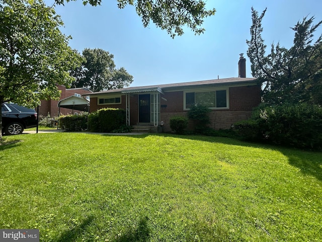 13012 Daley St, Silver Spring, MD 20906 - ranch-style home featuring brick siding, a chimney, and a front lawn