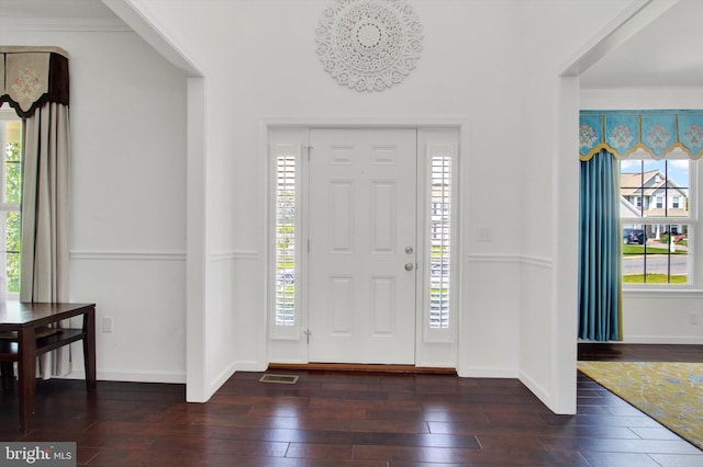 3 Rycroft Rd, Mechanicsburg, PA 17050 - foyer entrance featuring dark wood finished floors, baseboards, and crown molding
