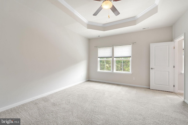 1307 Kohana Dr, Clarksboro, NJ 08020 - carpeted empty room featuring crown molding, a raised ceiling, ceiling fan, and baseboards
