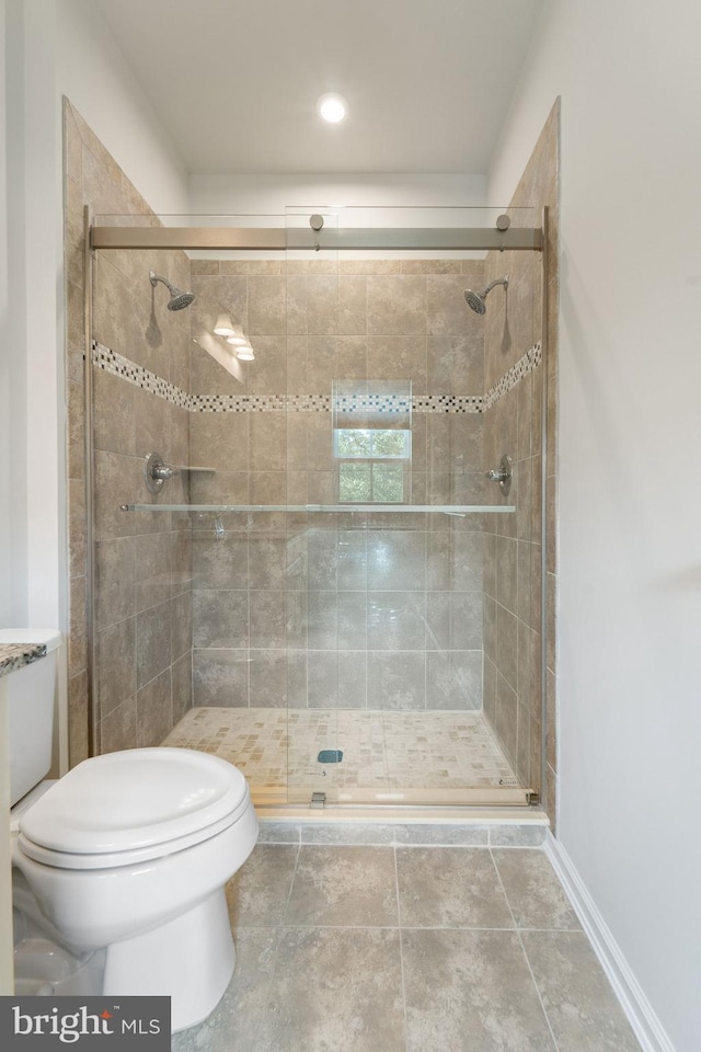 1307 Kohana Dr, Clarksboro, NJ 08020 - full bath featuring toilet, a shower stall, baseboards, and recessed lighting